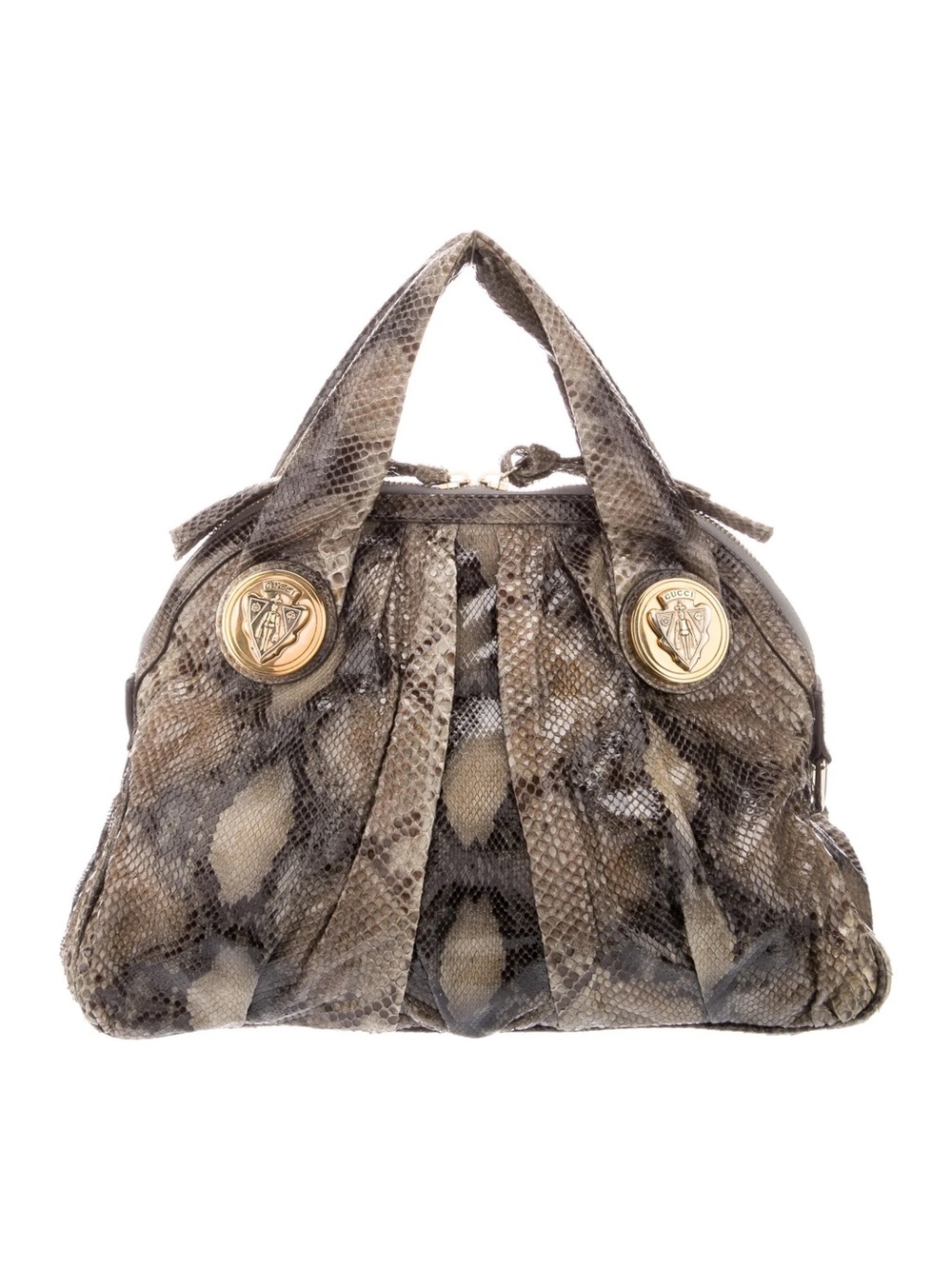 Gucci Hysteria Python Snakeskin Top Handle Bag Y2K Gold Medallion - Picture 1 of 15